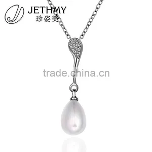3.8X1.0CM Different Styles Miro Pave Setting Pearl Women Pendant Pearl Mounting thumbnail-1