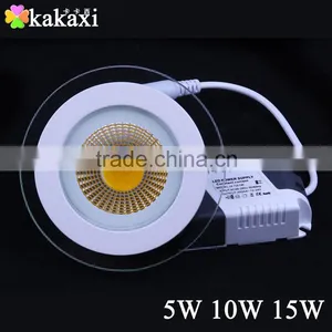 Dimmable 5W 10W 15W COB LED Panel Light Round Glass LED Ceiling Lamp thumbnail-2