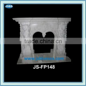 Red Marble Interior Fireplace Mantel of Lion Decorative thumbnail-1