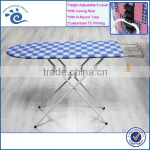 RS43B004 Heigh Adjustable TC Cloth Covered Floor Standing Hotel Ironing Board Wooden thumbnail-1