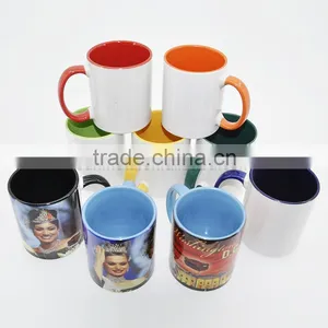 Sunmeta 11oz Sublimation Inner & Handle Color Mug Blue Color DIY White Mug for Gift thumbnail-1
