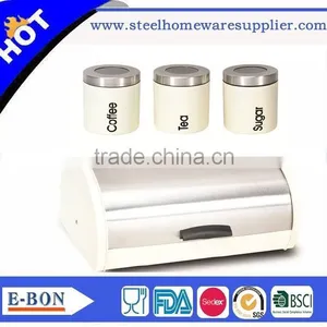 High Quality Stainless Steel Bread Box and Canister Set thumbnail-1