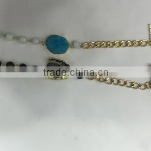 2015 Latest Popular Druzy Stone Foiled Agate Bracelet,Silk Tassel Charm Bracelet thumbnail-1