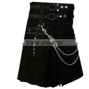 Active Men Black Fashion Kilt, Utility Chain Kilt thumbnail-3