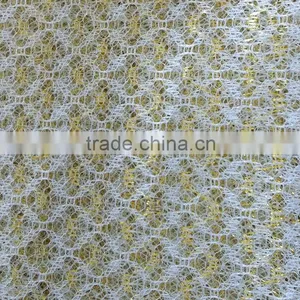 Spun Gold Polyester Mesh Fabric for Clothing thumbnail-1