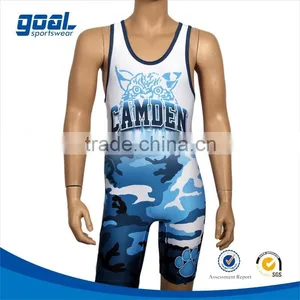 Wholesale Fashion Club New Sublimated Camo Wrestling Singlets for Men thumbnail-1