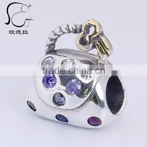 Silver Gemstone Pave Diamond Handmade Bead Finding thumbnail-2