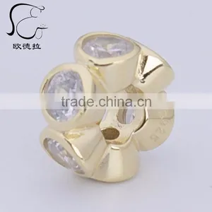 Pave Diamond Round Silver Multi Sapphire Spacer Bead Finding thumbnail-2