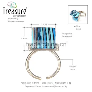 Fashion Jewelry 2015 Acrylic Gold Ring Blue Adjustable Rings Jewelry thumbnail-3