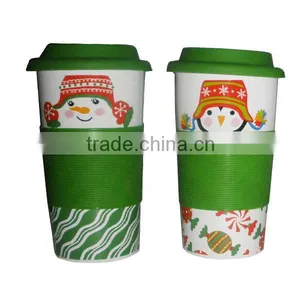 Christmas Single Wall Ceramic Travel Mug With Silicone Lid thumbnail-3