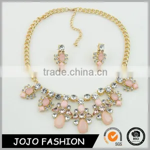 Fashion Resin Crystal Necklace and Earrings Jewerly Set Fancy Crystal Necklace Sets Supplier's Choice thumbnail-1