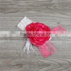 Baby Toddler Girl Headband Red Satin Flower Soft Elastic Headband thumbnail-2