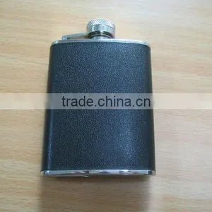 2.5oz Stainless Steel PU Leather Wrapped Hip Flask thumbnail-1