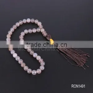 Allah Misbaha Cheap Tasbih Muslim Small Size 8mm Grey Agate Prayer Beads Tesbih thumbnail-1