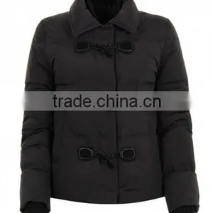 Short Style Black Womens Down Jacket With Bomber Winter Season thumbnail-1