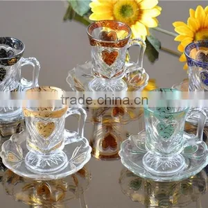 Printed Decal Tea Coffee Small Glass Cup and Saucer thumbnail-2