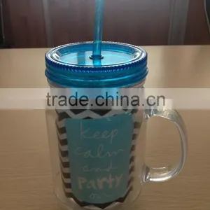 20oz Double Wall Mason Jar With Flax Sheet in Side thumbnail-1