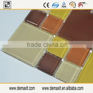 Thickness 4mm Never Fade Yellow and Brown Mixed Maze Glass Mosaic for Swimming Pool Tile thumbnail-3