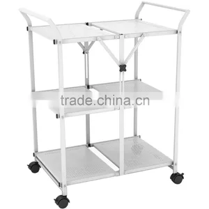 Icegreen Stainless Steel Powder Coated Three Shelf Folding Utility Cart thumbnail-4