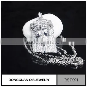 Fashion Long Jesus Rhodium Plated Necklaces Pendant/Pendant Cross Necklace thumbnail-4