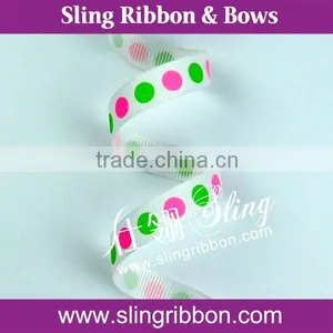 3/8 Inch Grosgrain Center Dot Ribbon thumbnail-1