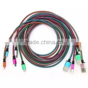 High Quality Colorful 1M 3FT for Samsung Braided Nylon Fabric Micro Charger Usb Cable thumbnail-1