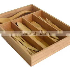 Cutlery Drawer Organizer - ---Durable Wood/ Bamboo Cutlery Tray thumbnail-3