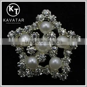 Good Quality NK010 Metal Rhinestone Button With Pearl for Clothes thumbnail-1
