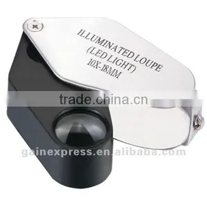10x Folding Jeweler Loupe Magnifier + LED Light, 18mm Lens Jewel Identifier Tool thumbnail-3