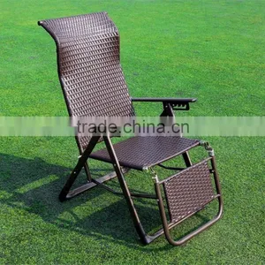 Rattan Zero Gravity Lounge Chair With Pillow and Cup Holder thumbnail-1
