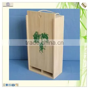 String Handle 2 Bottles Sliding Lid Wine Suitcase thumbnail-3