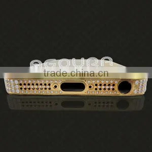 Luxury Matte Gold Mobile Phone Black Housing, Metal Housing Encrusted With Diamond for IPhone 5 5S thumbnail-6