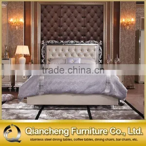 2017 New Design Modern Leather Bed Room Furniture Bedroom Set Bed thumbnail-1