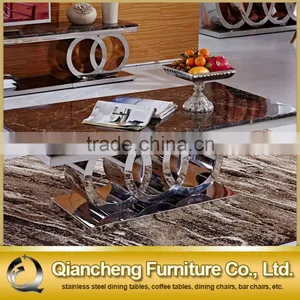 Marble Top Coffee Table With Metal Base for Banquet Hall thumbnail-1