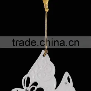 Hot Sale Porcelain Christmas Dove Hanging Ornament Stand With Porcelain Ball Pendant WS331-SS10098B thumbnail-1