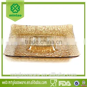 Hot Sale Elegant Gold Salad Plate for Holiday Cheap Glass Plate for Party thumbnail-1