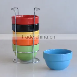6pcs Stackable Bowl Set in Ceramic thumbnail-1