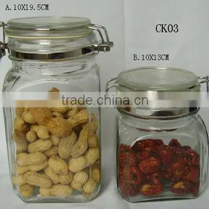 Square Clear Glass Jar With Clip Lid ,airtight Lid thumbnail-1