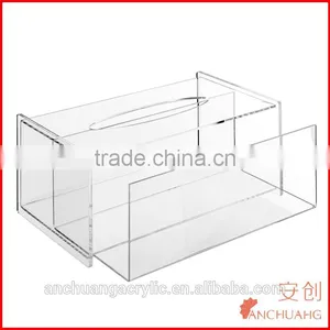 Modern Clear Acrylic Bathroom Facial Tissue Dispenser Box Cover / Decorative Napkin Holder thumbnail-3