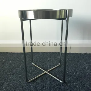 Wholesale Living Room Furniture Chrome Plating Sofa Side Table With Metal Folding Legs thumbnail-2