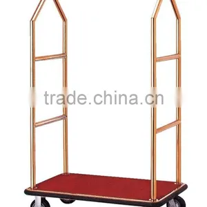 Brass Finish Matte Finish Hotel Luggage Cart for Bellman BY-391 thumbnail-1