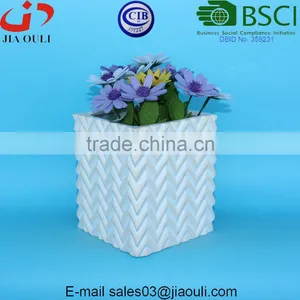 New Design Whitewash and Glazed Ceramic Planters Square Flower Pots thumbnail-1