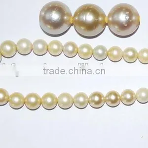 9-10mm AA Golden South Sea Pearl Strand thumbnail-1