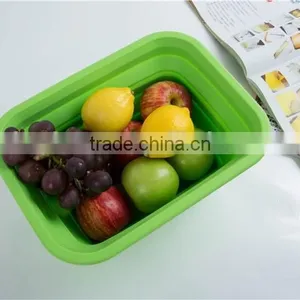 Silicone Large Vegetable Foldable Bowl,green Yellow Fruit Bowl thumbnail-1