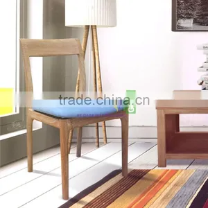Dining Chair Japanese Style Made From Solid Teak Wood , White Wash Color , Seater With Denim Fabric thumbnail-1