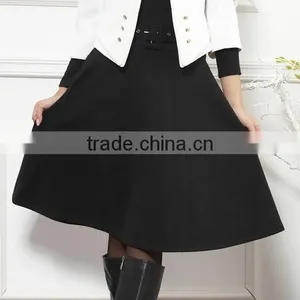 New Arrival Autumn Winter Wool Skirt for Women Long Skirt High Waist Pleated Skirts Women thumbnail-6