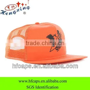 Spring Orange Custom Enbroidery 5 Panel Trucker Mesh Cap and Hat thumbnail-1