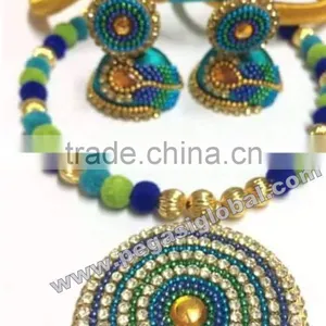 Wholesale Silk Thread Bangles ,Earrings,Necklace Sets India thumbnail-6