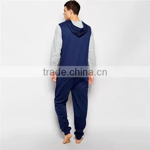 PA0041A Plain Adult Onesie Jumpsuit With Contrast Sleeve and Tipped Rib thumbnail-2