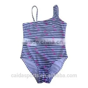 Black Linear Design Baby Girl Swimwear One Piece thumbnail-1